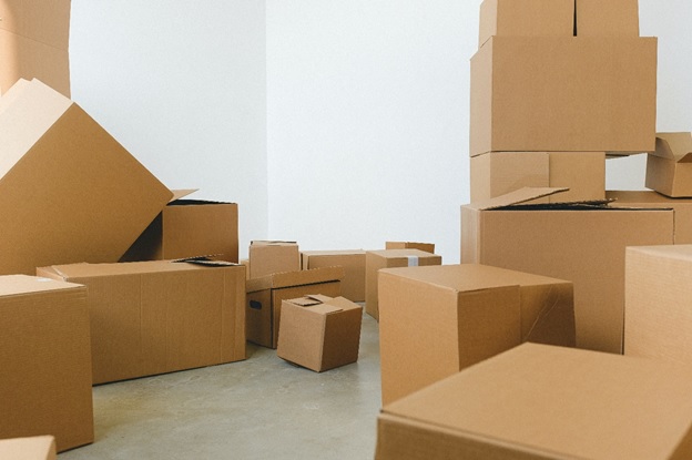 multiple cardboard boxes in a room