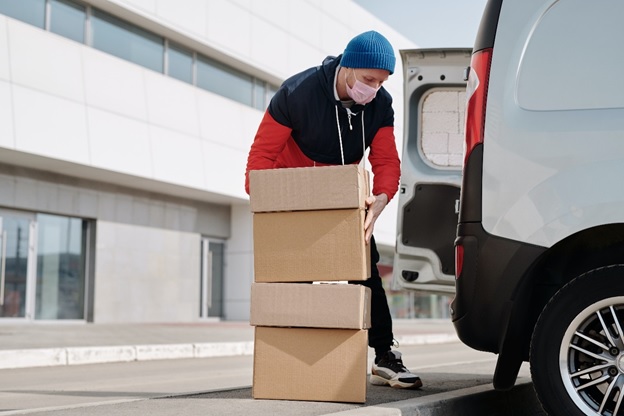 E-commerce packages being delivered