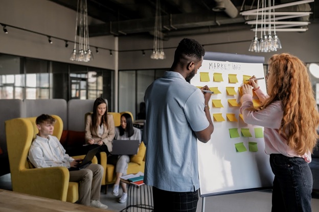 Post-its on a whiteboard