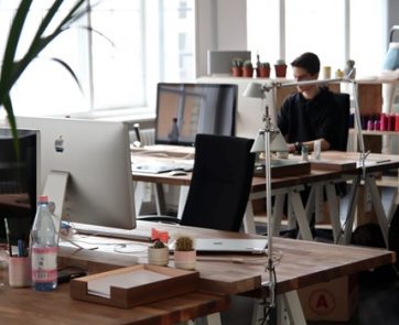 vacant desk in an office space